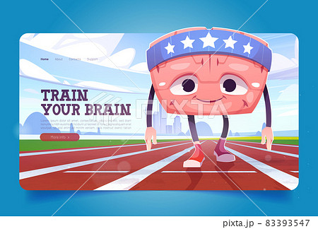 Train brain banner with cute runner character Train brain banner with cute runner character 83393547