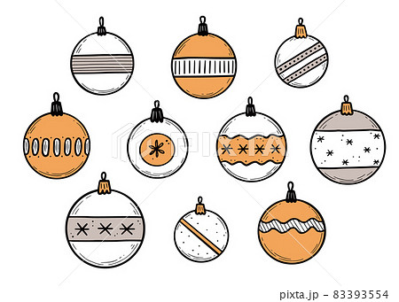 Doodle christmas ball set. Hand drawn sketch 83393554
