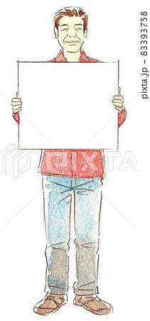 白いパネルを持つ男性5 白いパネルを持つ男性5 83393758