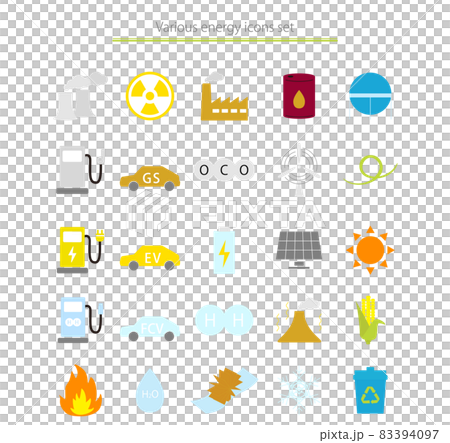 各種新舊能量的插圖圖標集 各種新舊能量的插圖圖標集 83394097