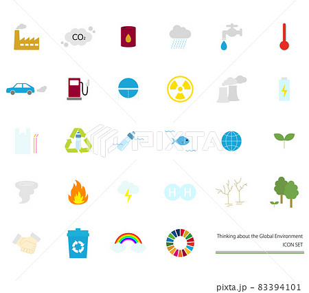 環境問題について考えるイラスト アイコンセット 環境問題について考えるイラスト アイコンセット 83394101