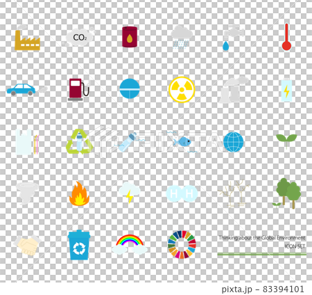 環境問題について考えるイラスト アイコンセット 環境問題について考えるイラスト アイコンセット 83394101
