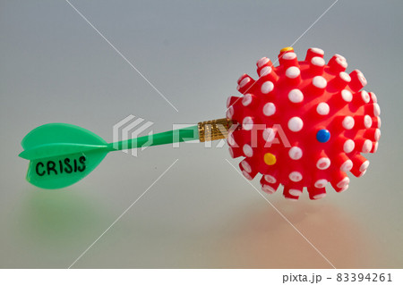Dart arrow in the coronavirus ball model. Dart arrow in the coronavirus ball model. 83394261