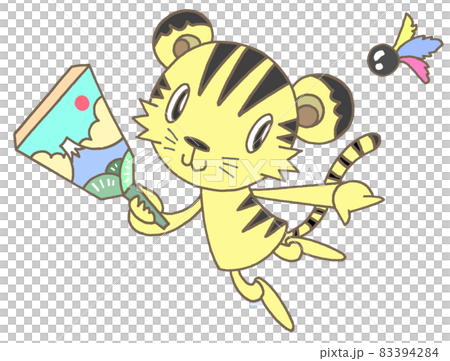 寅年年賀状用デザイン・羽根突き 寅年年賀状用デザイン・羽根突き 83394284