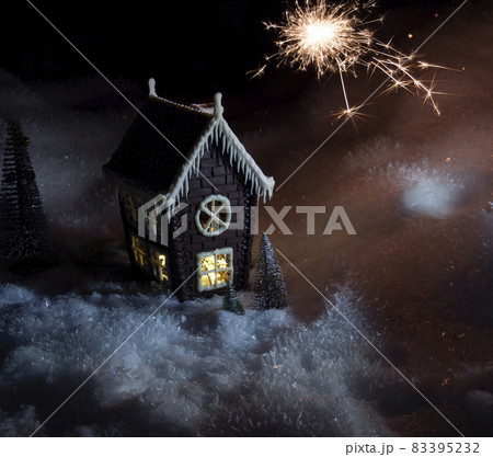 chocolate house on a snow, decoration in a Christmas 83395232