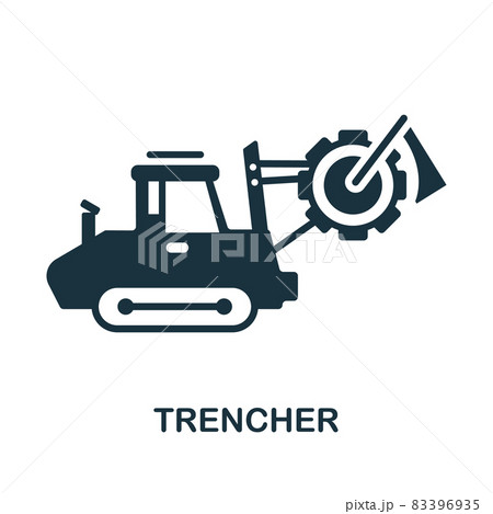 Trencher icon. Monochrome sign from machinery collection. Creative Trencher icon illustration for web design, infographics and more 83396935