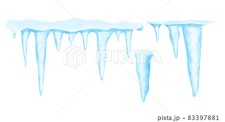 Set Icicles With Snow Winter Decoration Frozen のイラスト素材 3971