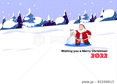 クリスマスカード,雪国にやってきたサンタクロース クリスマスカード,雪国にやってきたサンタクロース 83398615