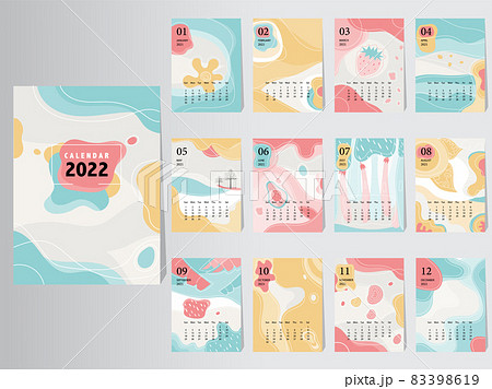 Calendar 2022 Vector Design Template with abstract pattern,Set of 12 Months,vector illustrations. Calendar 2022 Vector Design Template with abstract pattern,Set of 12 Months,vector illustrations. 83398619