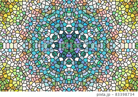 ステンドグラス風の幾何学的な模様のデザインのイラスト素材