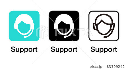 テレワーク在宅サポートセンターオペレーターのベクターアイコンセットイラスト 83399242