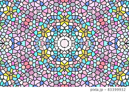 ステンドグラス風の幾何学的な模様のデザイン 83399932