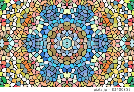 ステンドグラス風の幾何学的な模様のデザインのイラスト素材 [83400355 