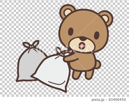 A cute bear character who takes out the trash A cute bear character who takes out the trash 83400450
