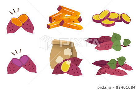 色んなさつまいものイラストセット　秋の味覚　野菜 83401684