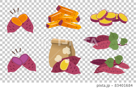 色んなさつまいものイラストセット　秋の味覚　野菜 83401684