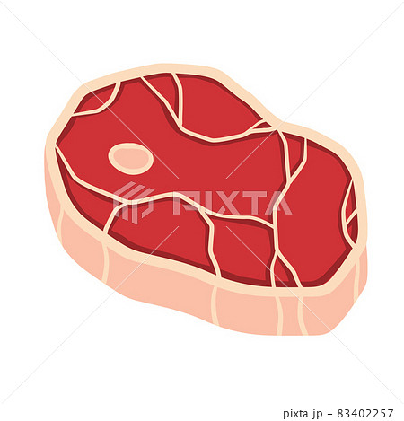 Piece of raw meat. Fresh red food with streaks and fat. Piece of raw meat. Fresh red food with streaks and fat. 83402257
