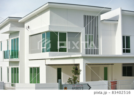 MALACCA, MALAYSIA -JANUARY 25, 2016 Landed and identical new terrace house design in Seremban, Malaysia.  83402516