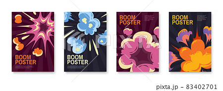 Cartoon Explosion Posters Set 83402701