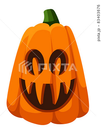 Carved pumpkin face with big teeths. Halloween decoration 83403676