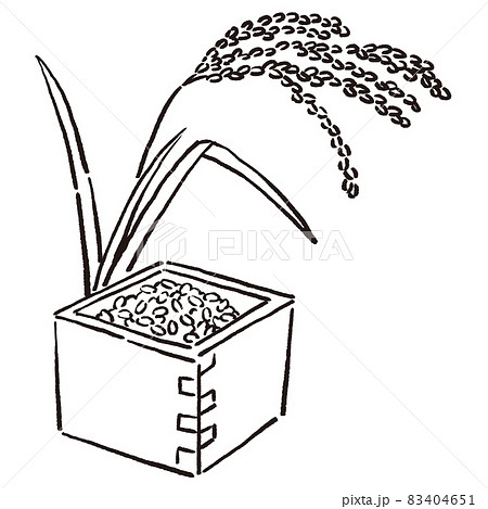 お米の入った枡と稲穂 お米の入った枡と稲穂 83404651
