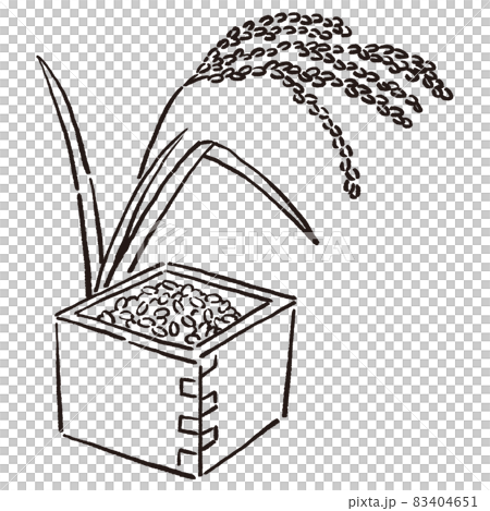 お米の入った枡と稲穂 お米の入った枡と稲穂 83404651