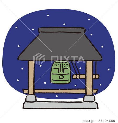 除夜の鐘のある建物と雪の降る夜の背景 除夜の鐘のある建物と雪の降る夜の背景 83404680