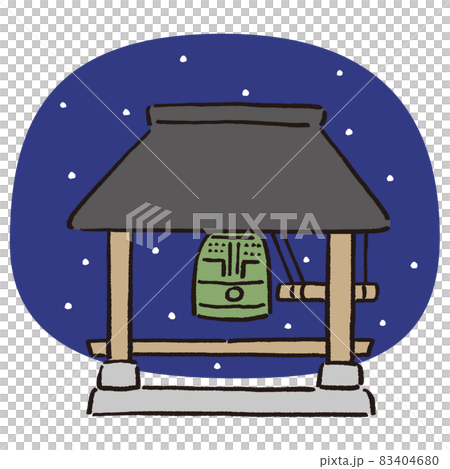 除夜の鐘のある建物と雪の降る夜の背景 除夜の鐘のある建物と雪の降る夜の背景 83404680