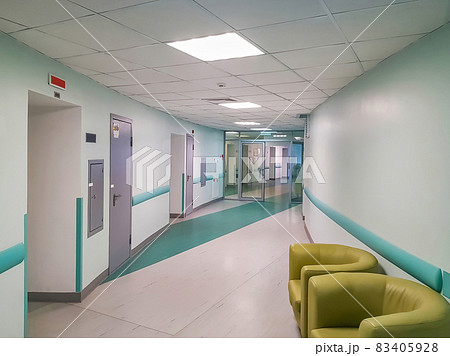 Empty corridor in modern hospital after renovation Empty corridor in modern hospital after renovation 83405928