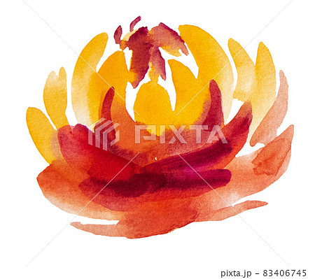 Autumn Watercolor yellow, orange and red flower Autumn Watercolor yellow, orange and red flower 83406745
