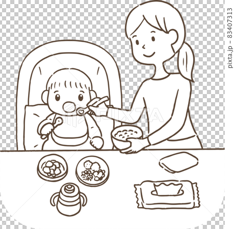 生活_育児_平和なごはんタイム_女性 83407313