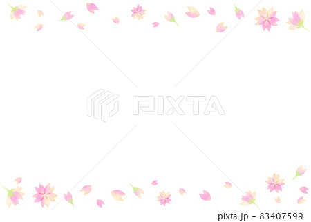 美しい桜の花びらの水彩フレーム素材のイラスト素材