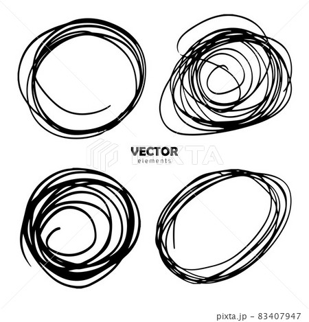 Grunge Vector Set of brush Circle Round Black color on white background. Hand painted grange elements. Ink drawing. Dirty artistic design Grunge Vector Set of brush Circle Round Black color on white background. Hand painted grange elements. Ink drawing. Dirty artistic design 83407947
