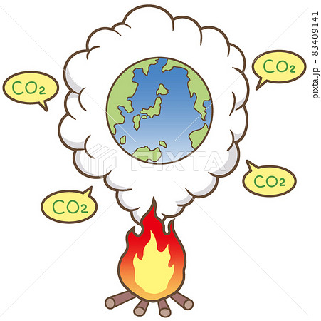 地球温暖化のイラストイメージ 環境問題 二酸化炭素 Co2 エコロジー 未来 のイラスト素材
