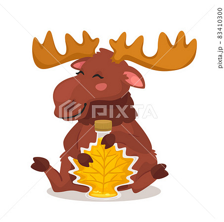 elk holding a bottle of maple syrup elk holding a bottle of maple syrup 83410300