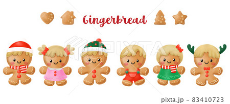 Watercolor Gingerbread Filled Clipart, Merry Christmas, Digital painting 83410723