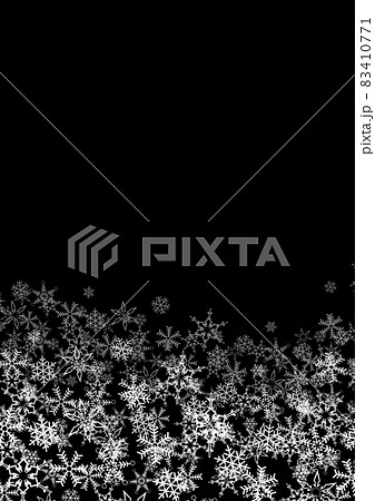 黒背景の雪の結晶のフレーム No 05のイラスト素材