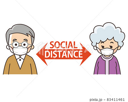 距離をとる高齢者　ソーシャルディスタンス 83411461