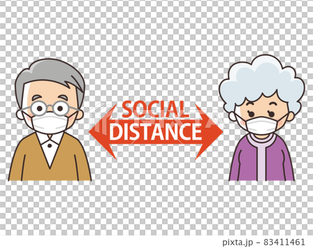保持距離的老年人 社交距離 83411461