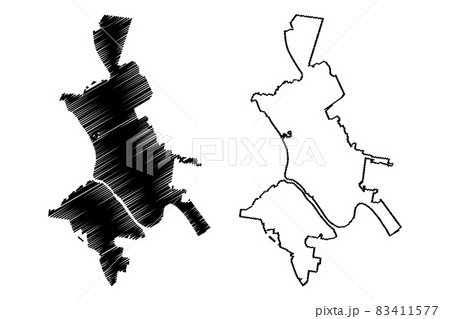 Rockhampton City, Queensland (Commonwealth of Australia, Australia city) map vector illustration, scribble sketch City of Rockhampton map 83411577