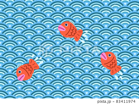 青海波 魚 鯛 背景 壁紙 イラストのイラスト素材