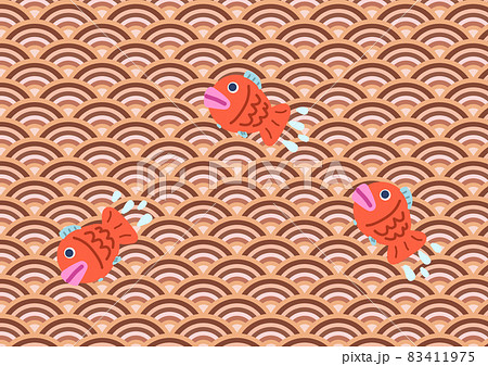 青海波2 魚 鯛 背景 壁紙 イラストのイラスト素材