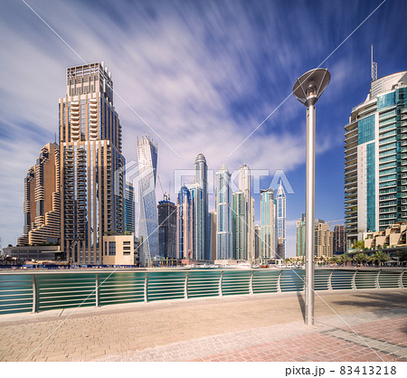 Day view of Dubai Marina bay with clear sky, UAE Day view of Dubai Marina bay with clear sky, UAE 83413218