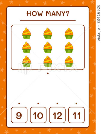 How many Cup Cake, game for children. Vector illustration, printable worksheet 83416926