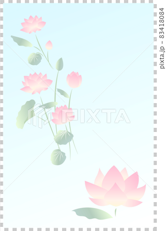 淡い色合いの蓮の花の文字なしポストカード 83418084