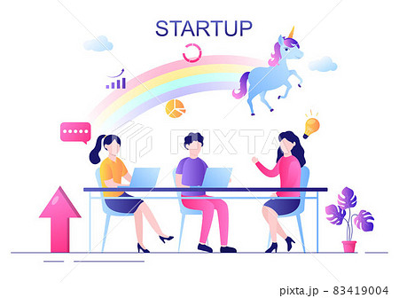 Unicorn Business Startup Symbol Vector Illustration. Businessman of Development Process, Innovation Product, and Creative Idea See the Goal to be Successful Unicorn Business Startup Symbol Vector Illustration. Businessman of Development Process, Innovation Product, and Creative Idea See the Goal to be Successful 83419004