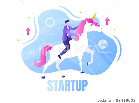 Unicorn Business Startup Symbol Vector Illustration. Businessman of Development Process, Innovation Product, and Creative Idea See the Goal to be Successful Unicorn Business Startup Symbol Vector Illustration. Businessman of Development Process, Innovation Product, and Creative Idea See the Goal to be Successful 83419008
