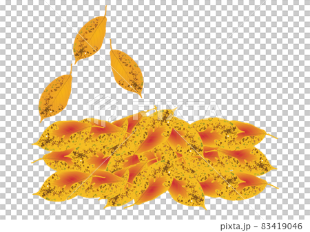 「紅葉した落ち葉」と「舞い落ちる葉」黄 83419046