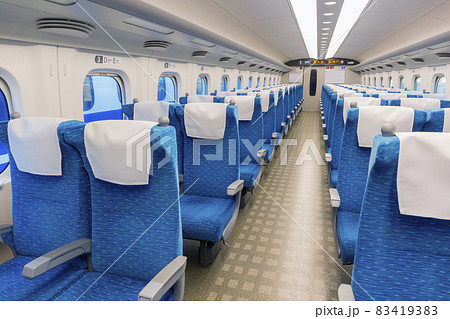 新幹線 車内 座席 東海道新幹線 シート のぞみ 自由席の写真素材 4193