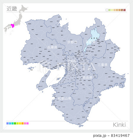 近畿の地図・Kinki・市町村名